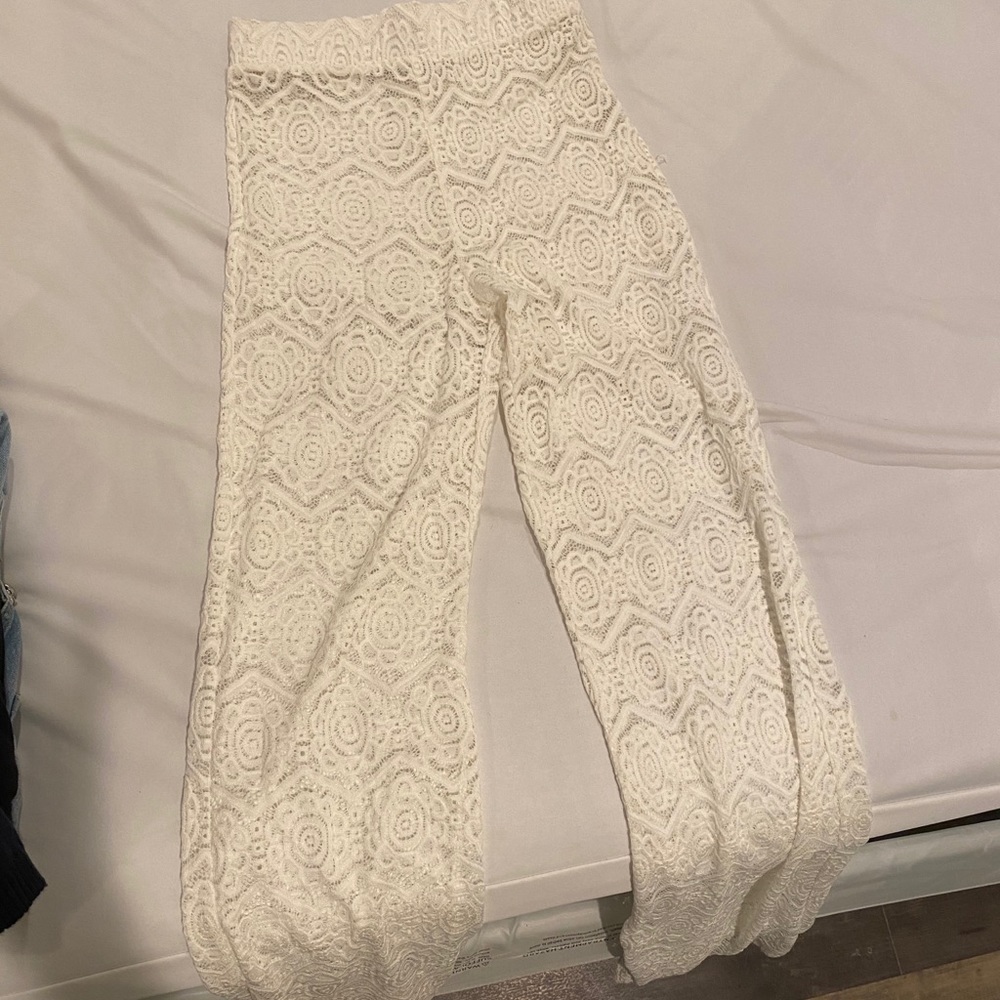 White hippie sheer cover up pants